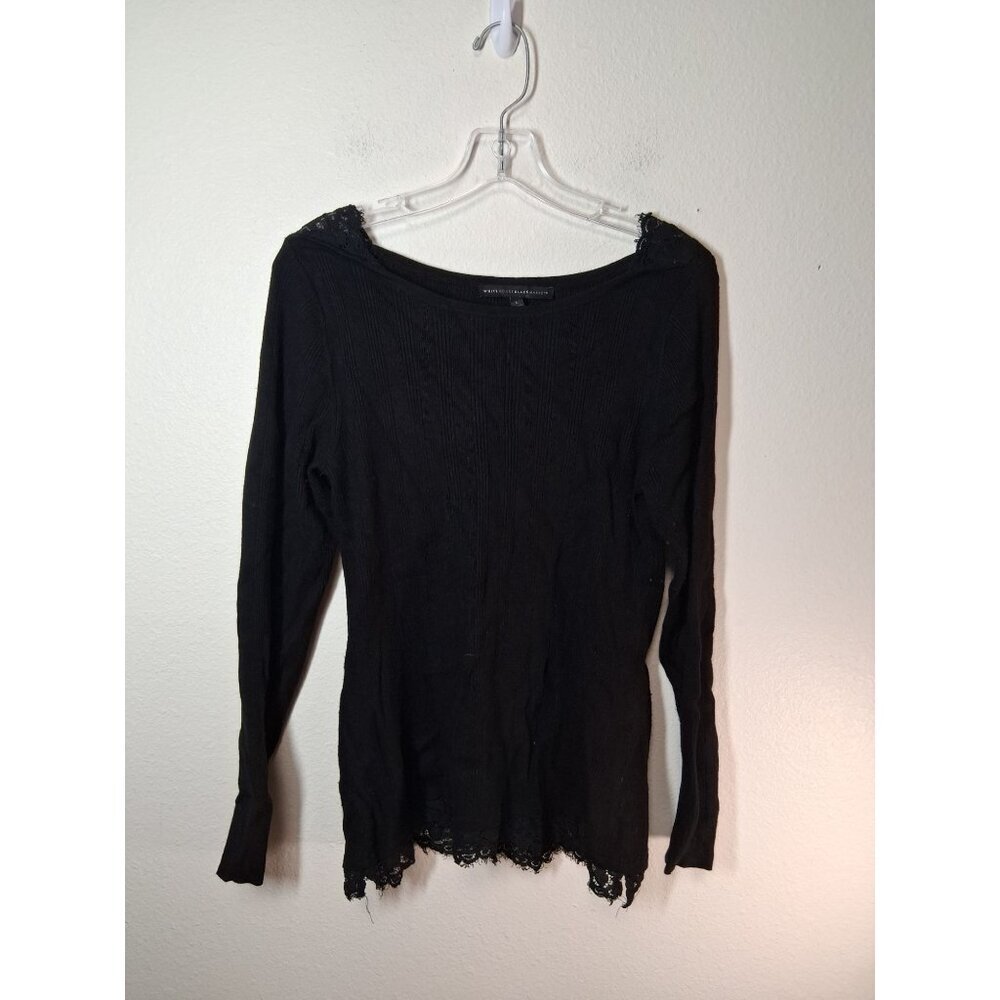 White House Black Market Sweater Lace Trimmed Business Casual Boho Size Large
